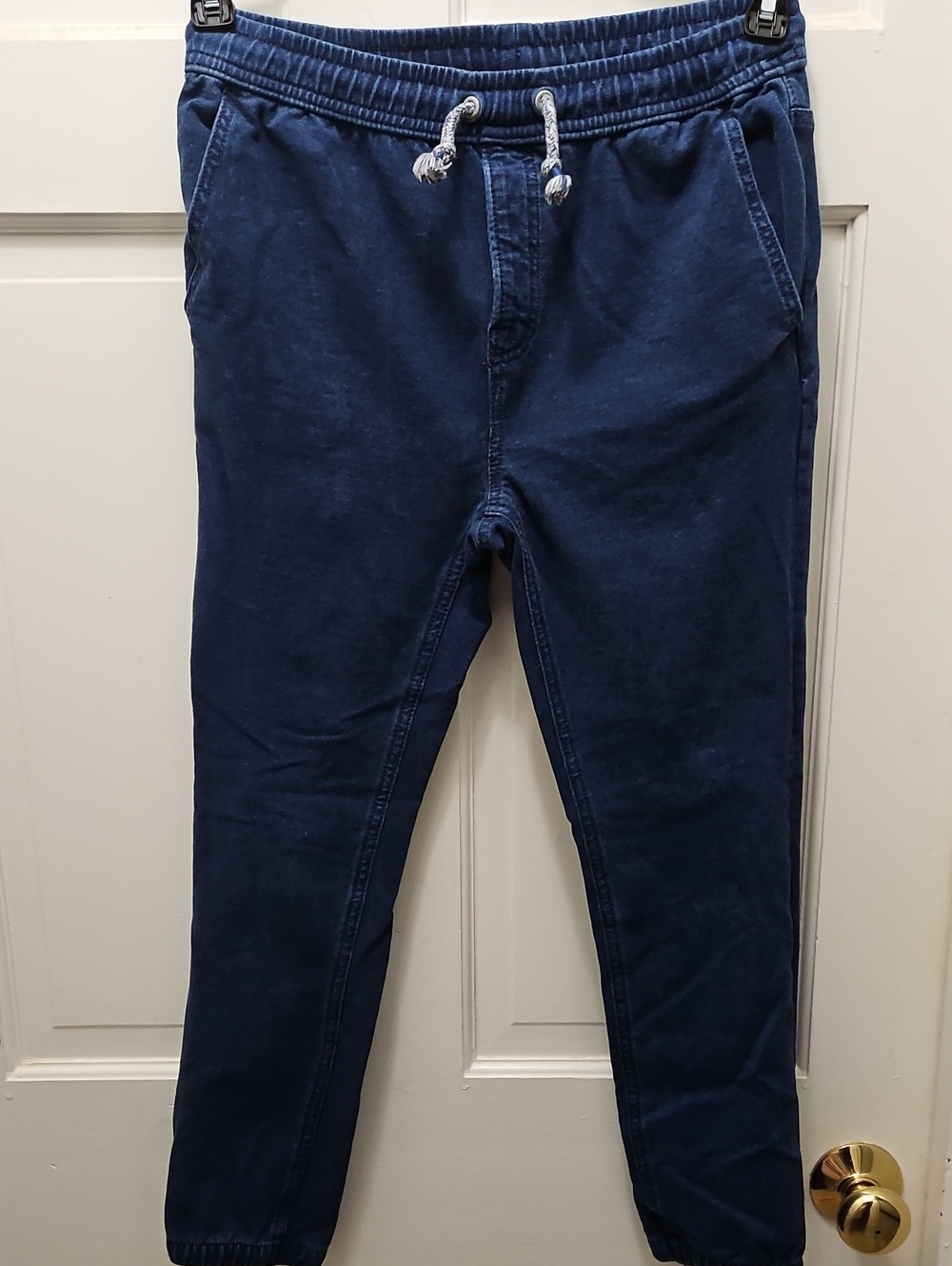 Navy Blue Denim Soft Jogger Pants with Drawstring Waist Gap Kids Size 10 Husky